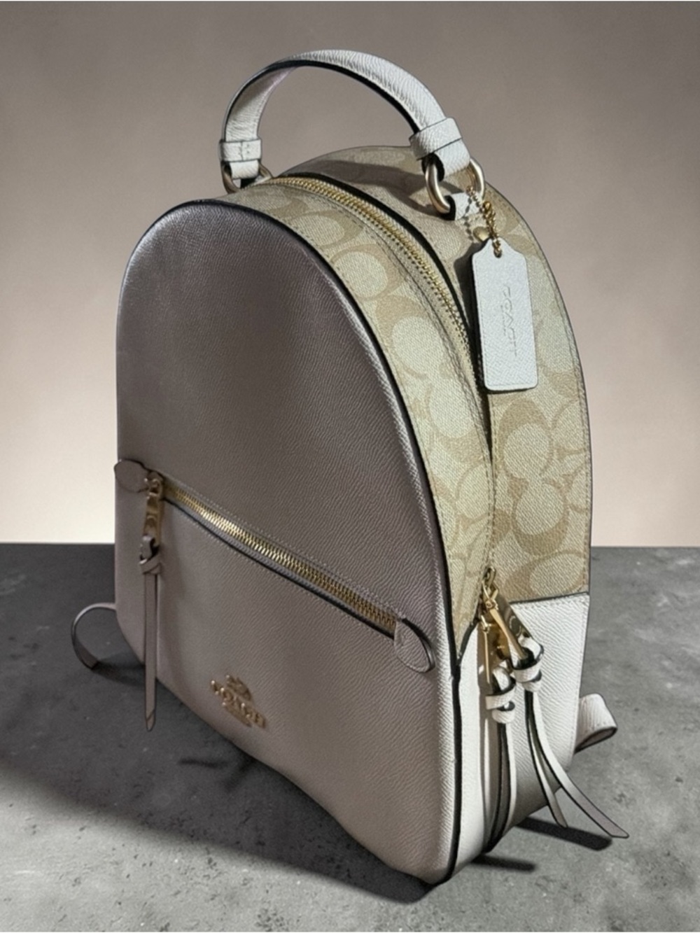 Coach Jordyn Cream & Tan Signature Canvas Mini Backpack - Picture 6 of 10
